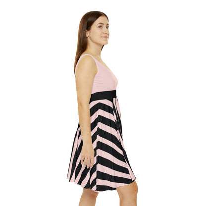 Gently Pink + Black Stripe Women's Skater Dress