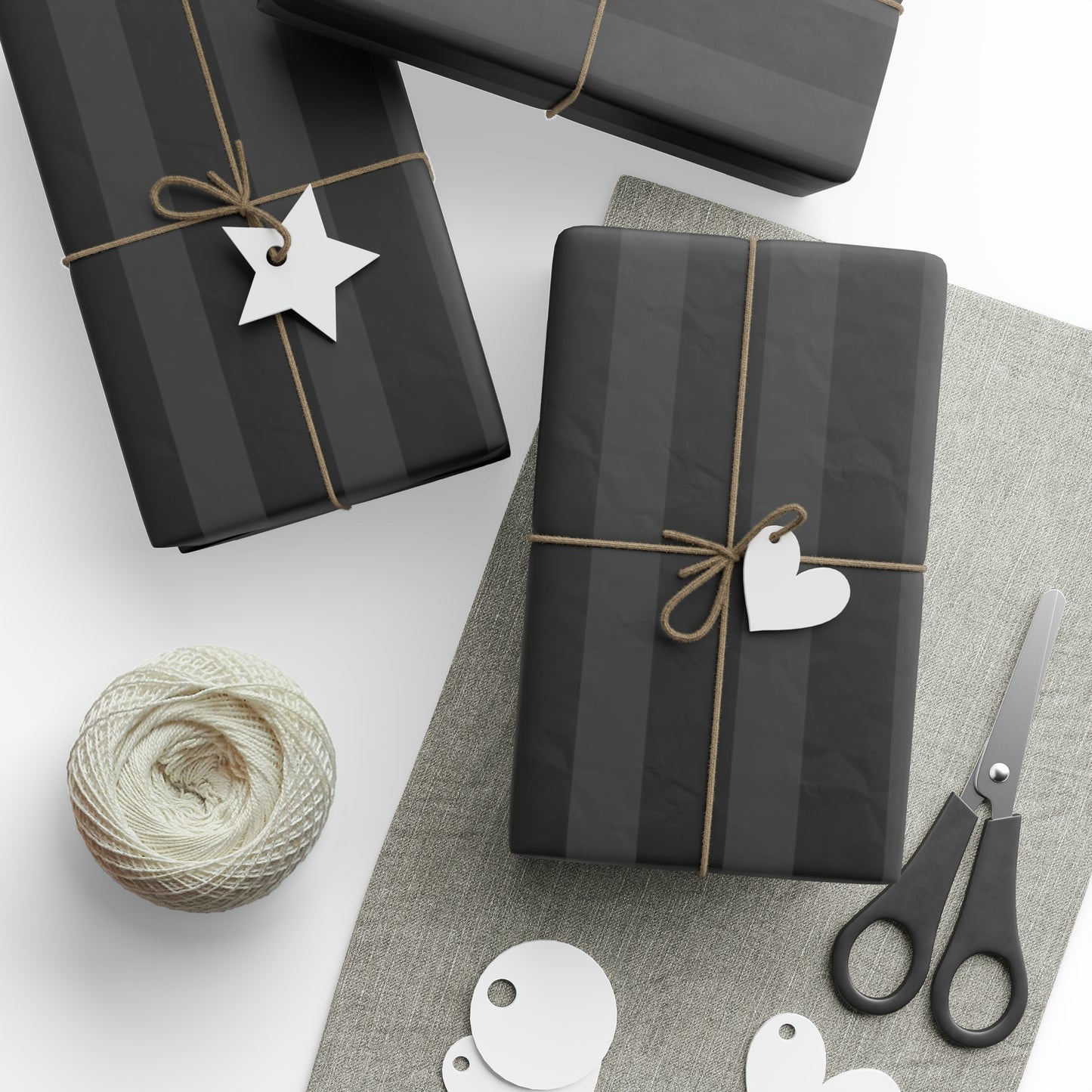 Black + Gray Stripes Wrapping Paper Roll (3 sizes)