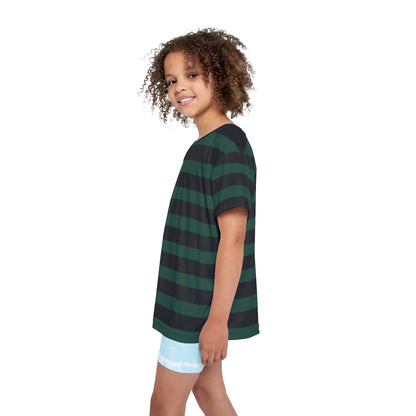 Green + Black Stripes Kids' Poly Tee