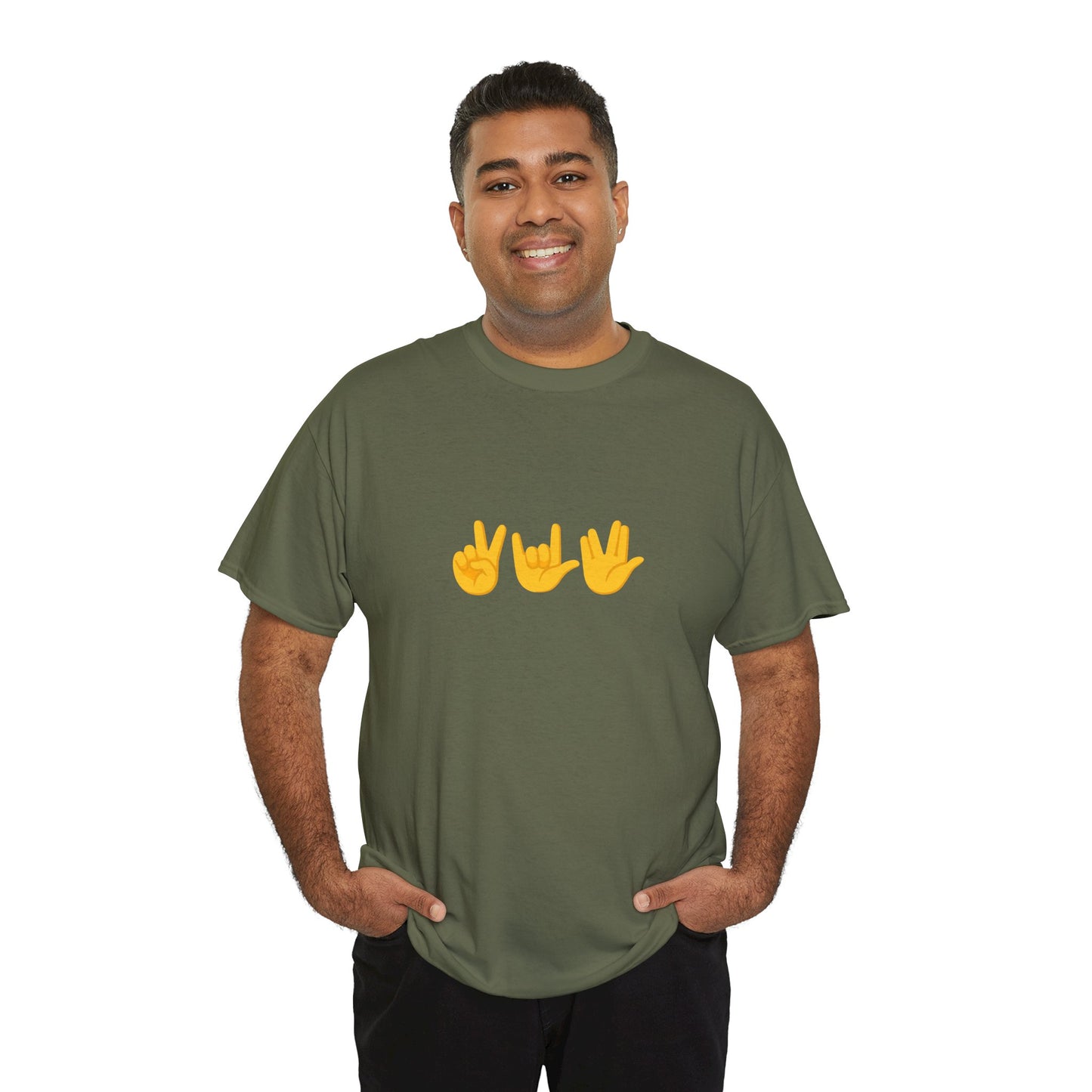 Peace, Love, Live Long Emoji Adult 100% Cotton T-Shirt (Multicolors)