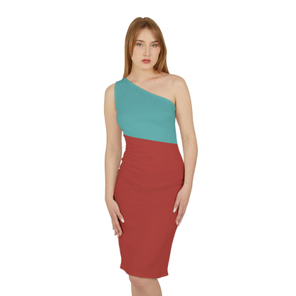 Aqua + Coral Women's Asymmetrical Shoulder Dress