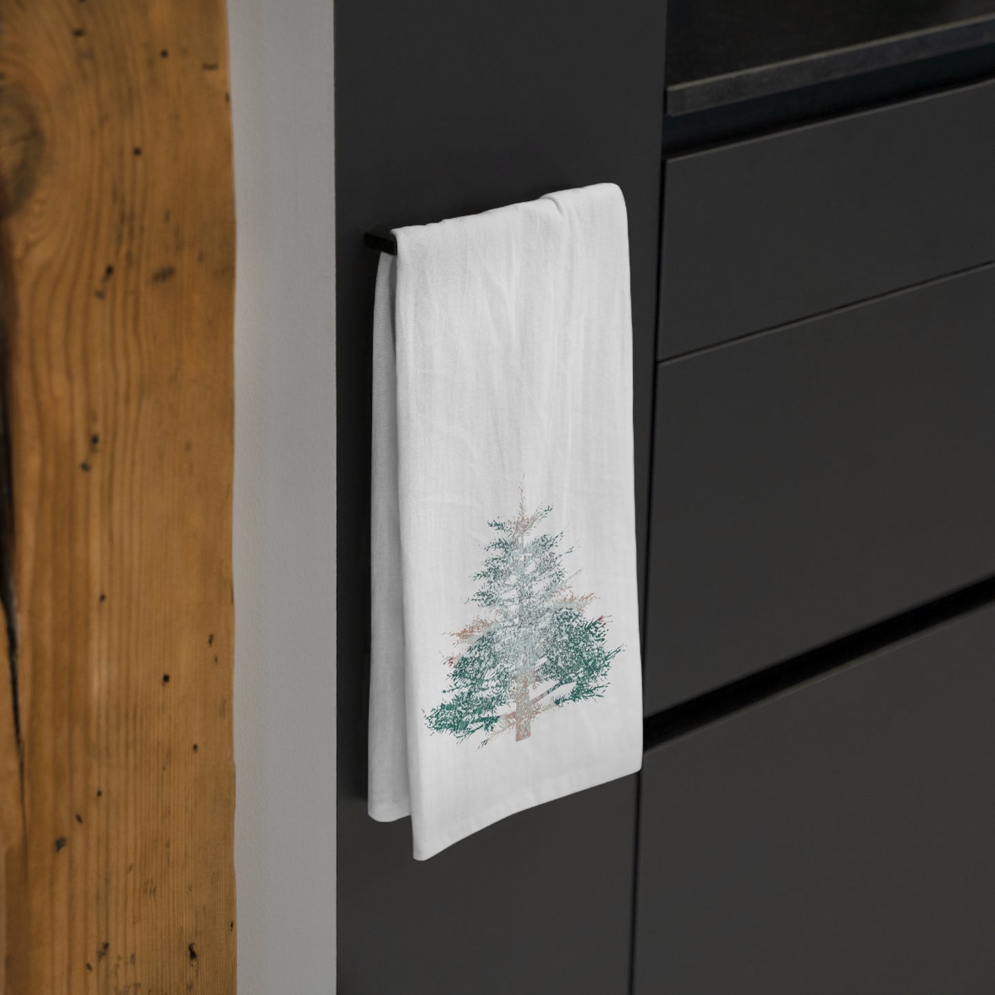 Painted Pine Tree Large Cotton Dish Towel