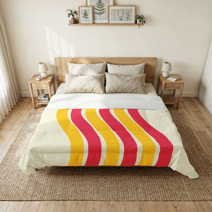 Pink + Yellow Waves 100% Cotton Comforter