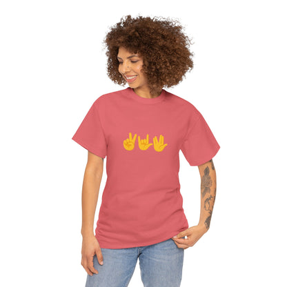 Peace, Love, Live Long Emoji Adult 100% Cotton T-Shirt (Multicolors)
