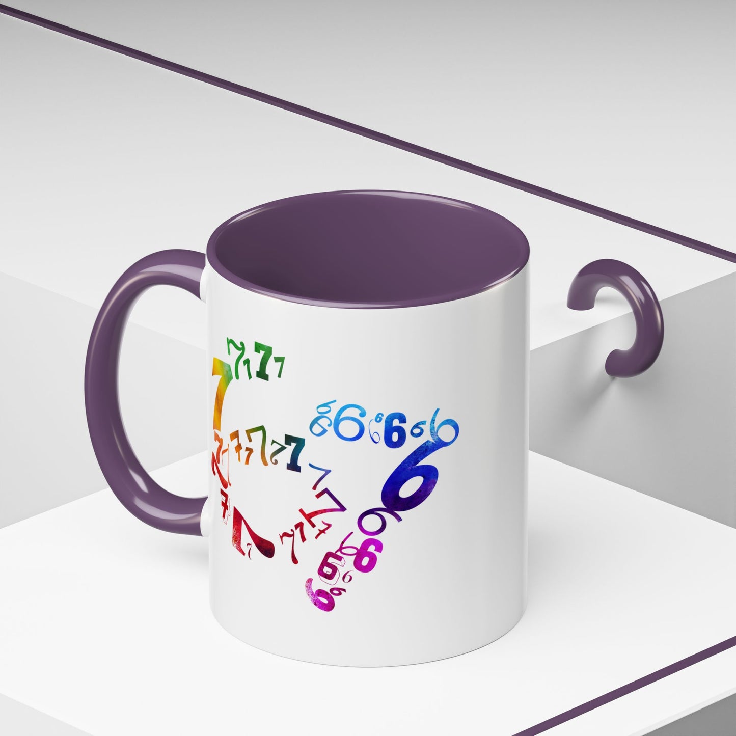 6-7 Meme Illusion Colorful Handle Ceramic Mug (11, 15oz)