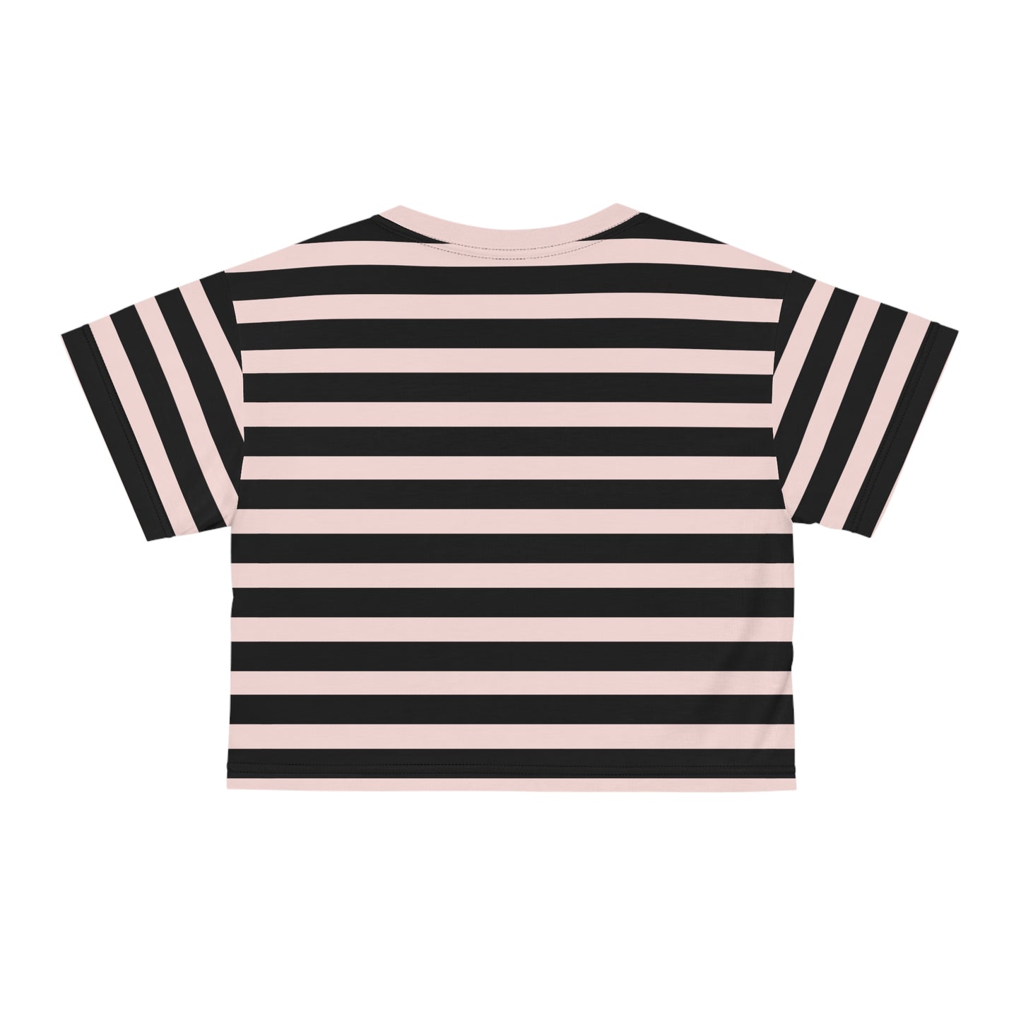 Gently Pink + Black Stripes Cropped Tee