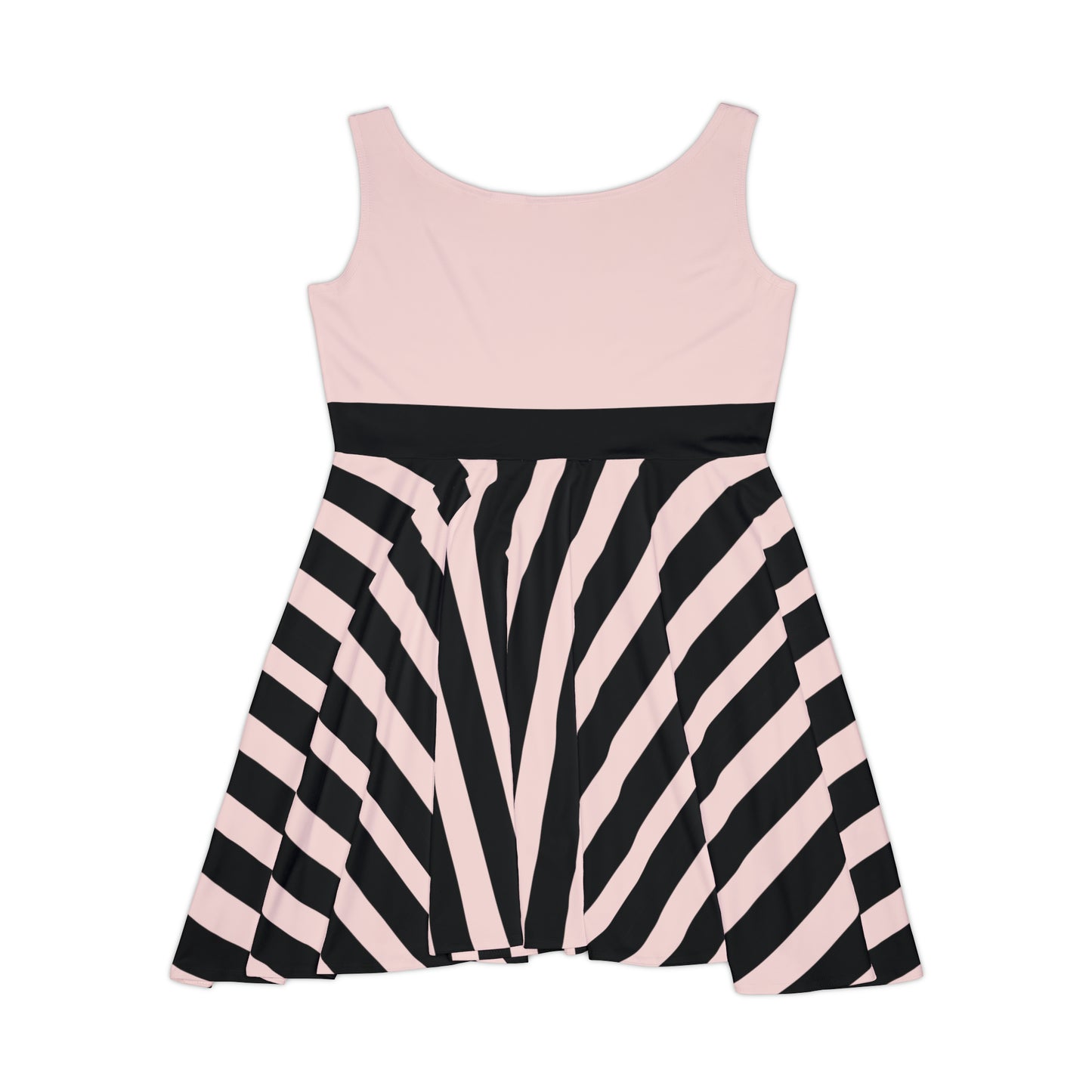 Gently Pink + Black Stripe Women's Skater Dress