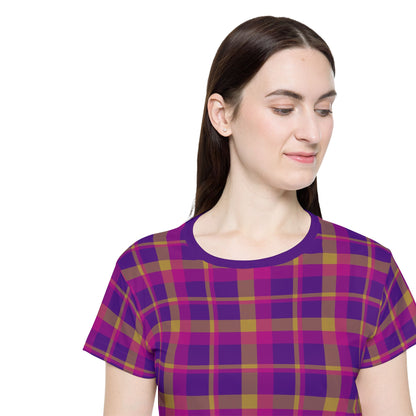 Yellow + Magenta Plaid Women's Athletic Shirt