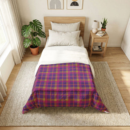 Yellow + Magenta Plaid 100% Cotton Comforter