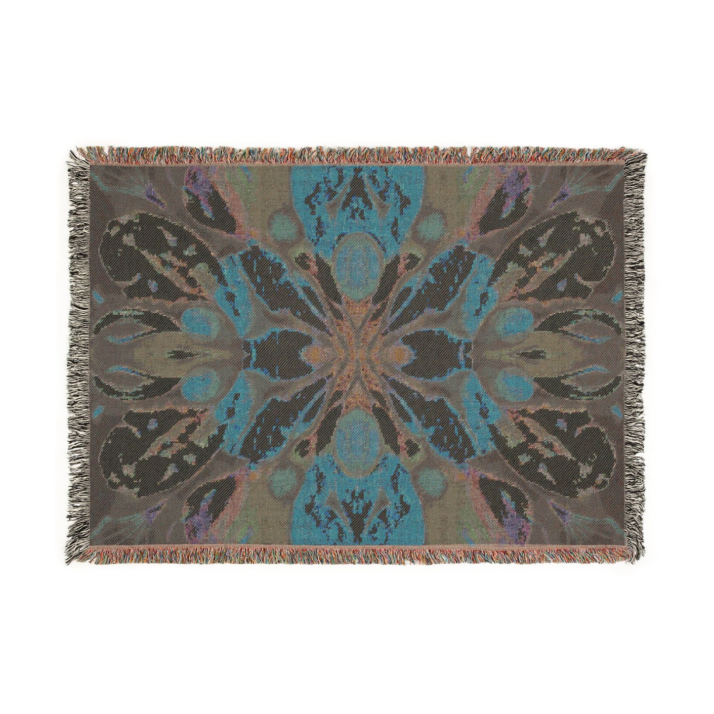 Painted Flower Symmetry 100% Cotton Woven Blanket (3 sizes) | Made In USA