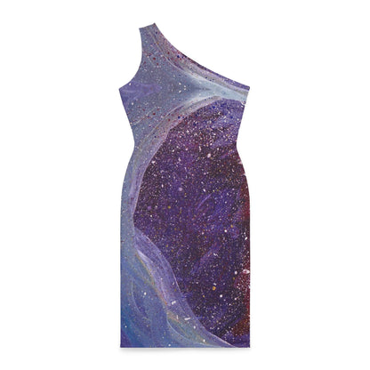 Plato's Cave Painting Women's Asymmetrical Shoulder Dress