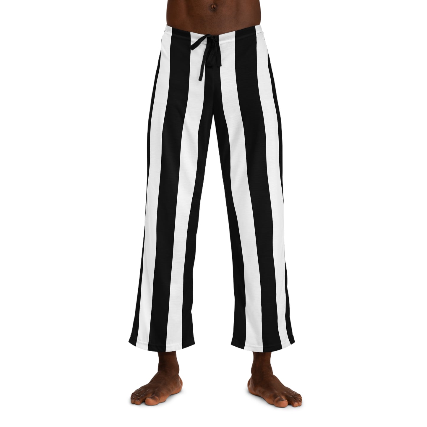 Black & White Vertical Striped Men's Pajama Pants