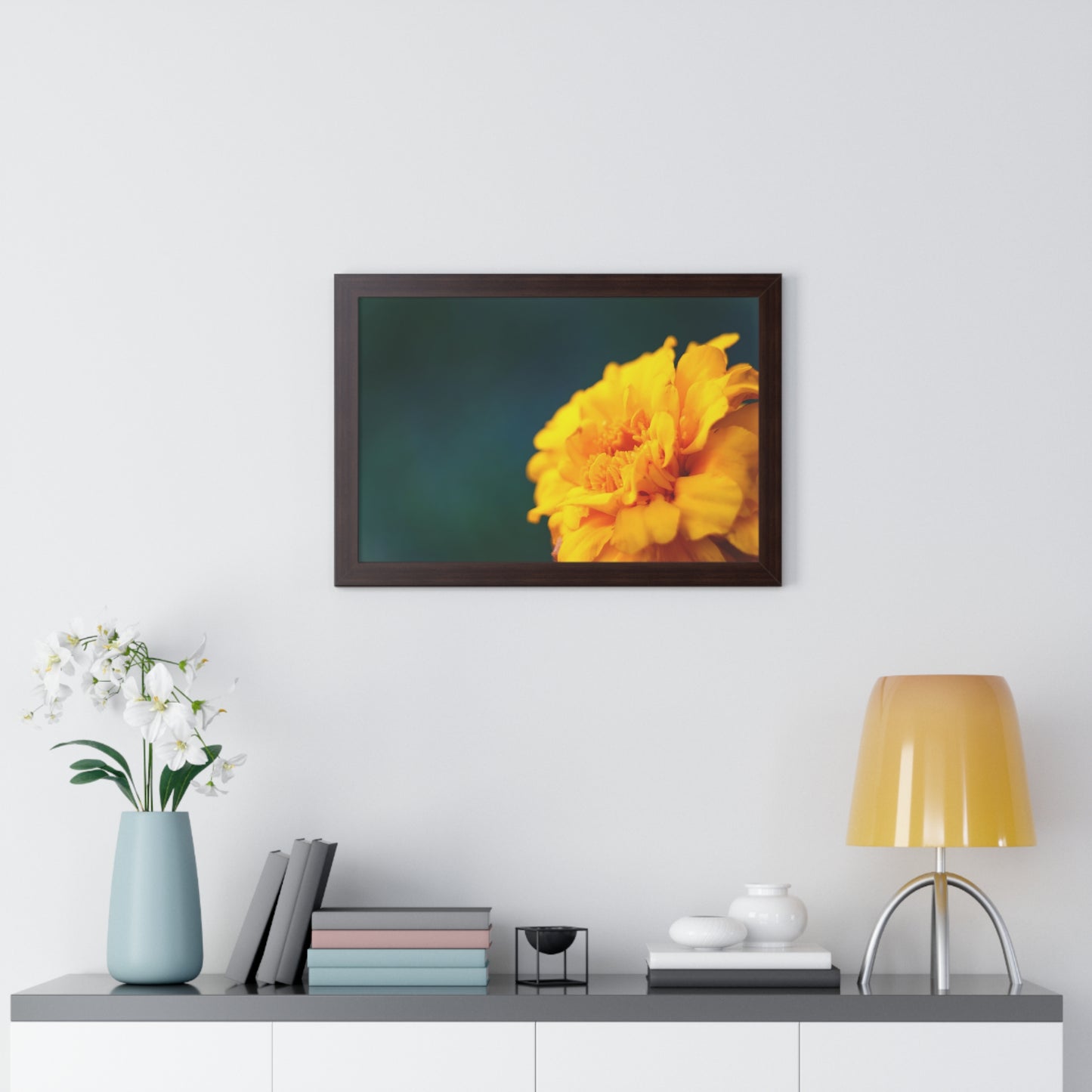 Macro Marigold Flower Framed Matte Print