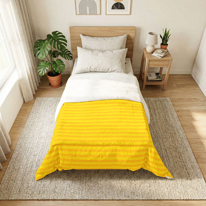 Citron Yellow Striped 100% Cotton Comforter