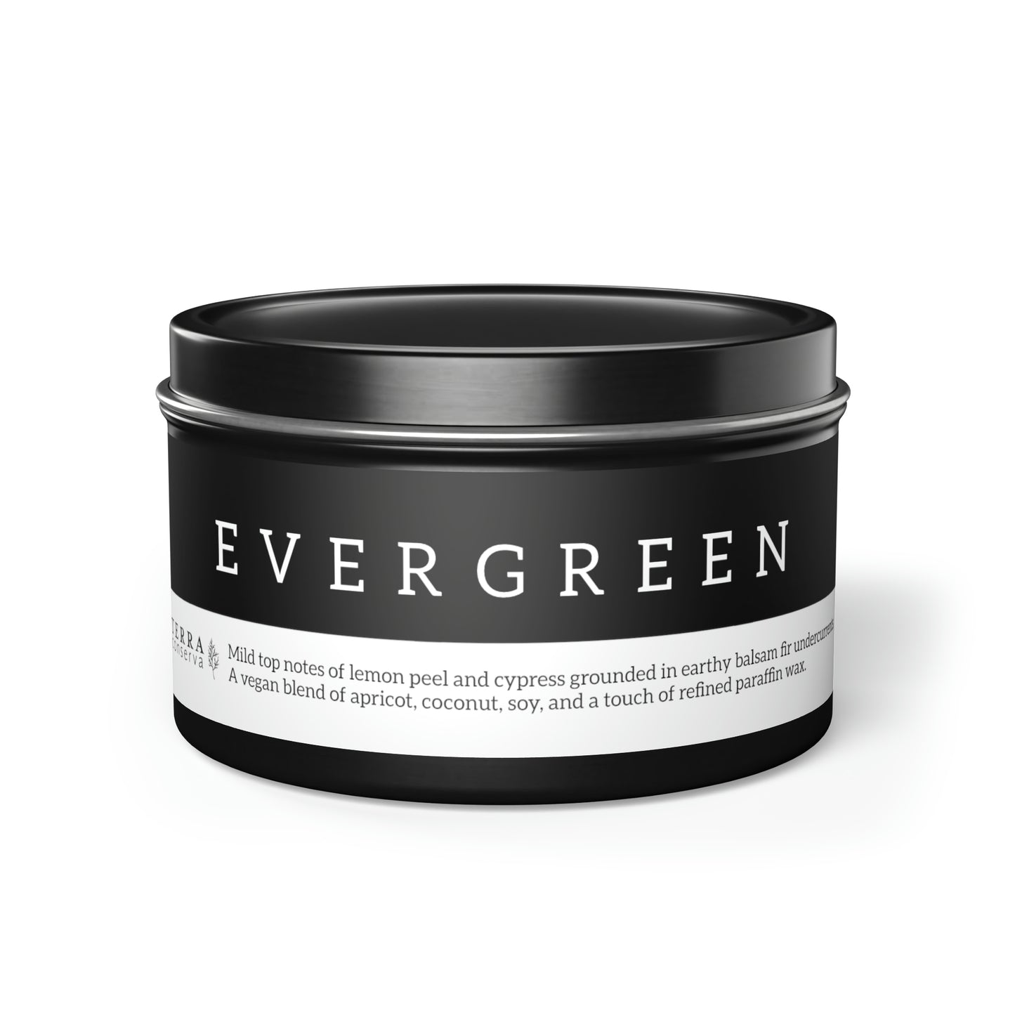 Evergreen Scented Candle in Minimalist Black Steel Tin (2 sizes)