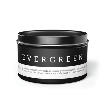 Evergreen Scented Candle in Minimalist Black Steel Tin (2 sizes)