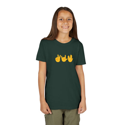 Peace, Love, Live Long Emoji Short Sleeve Kids' T-Shirt (multicolors)