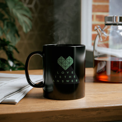 Geometric Love is the Answer 11oz Black Mug