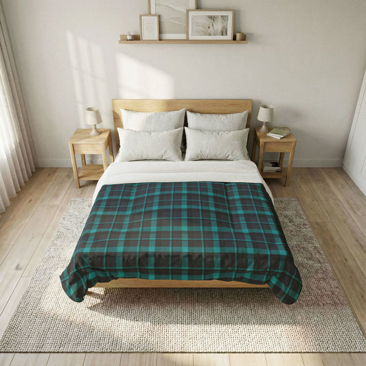 Muted Purple + Green Plaid 100% Cotton Comforter