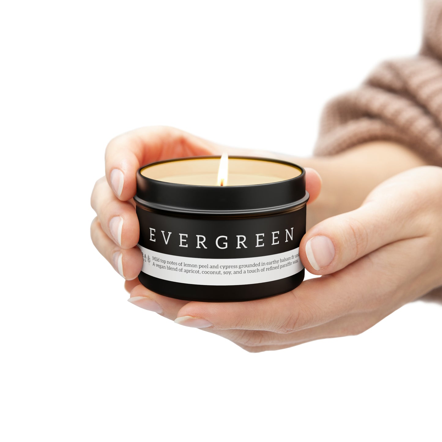 Evergreen Scented Candle in Minimalist Black Steel Tin (2 sizes)