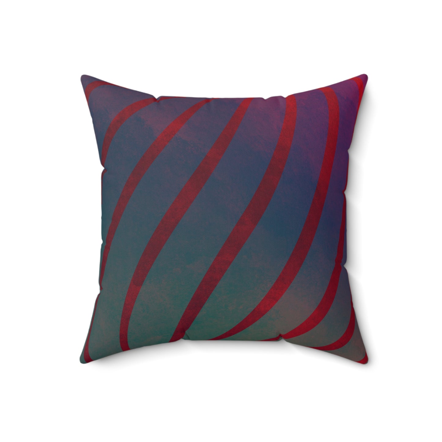 Red + Teal Illusion Wave Stripes Faux Suede Throw Pillow