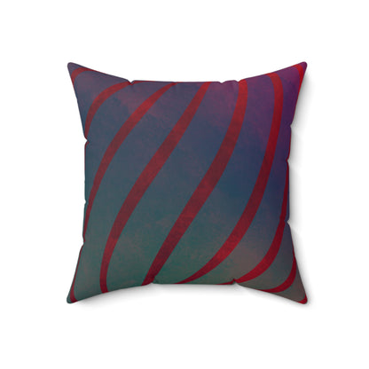 Red + Teal Illusion Wave Stripes Faux Suede Throw Pillow