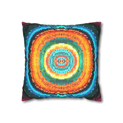 Pixel Mosaic Teal Orange Faux Suede Throw Pillow Case (multi sizes)