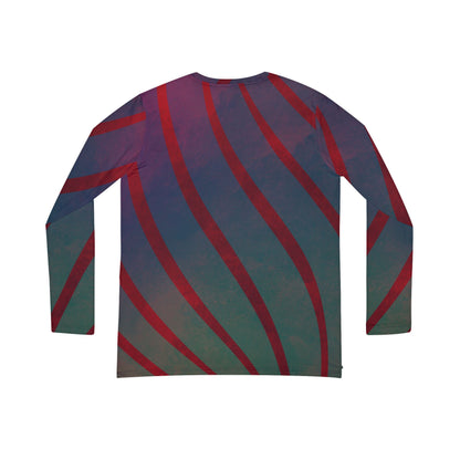 Red + Teal Illusion Wave Stripes Women's Long Sleeve V-Neck Shirt