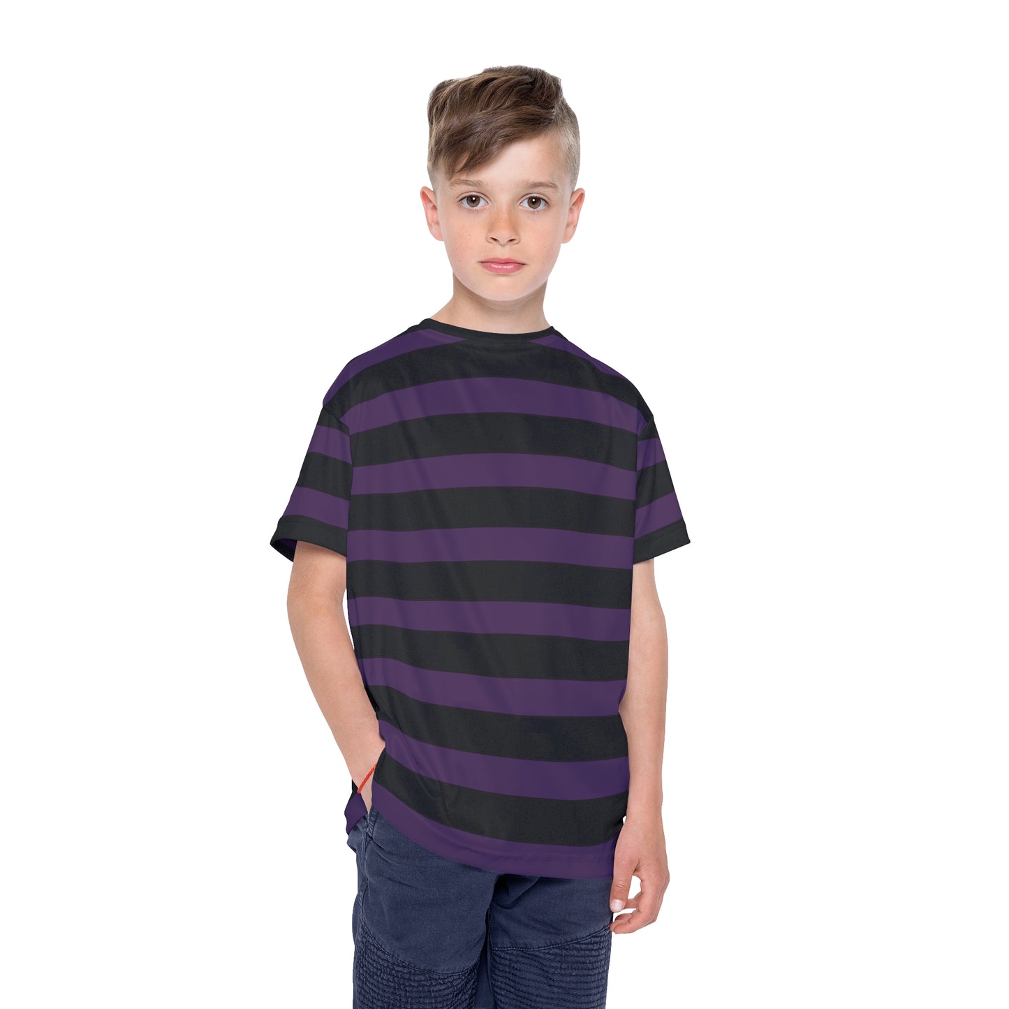 Purple + Black Stripes Kids' Poly Tee