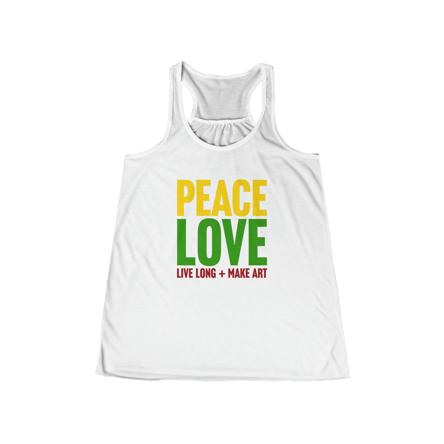 Peace, Love, Live Long + Make Art Women's Flowy Racerback Tank