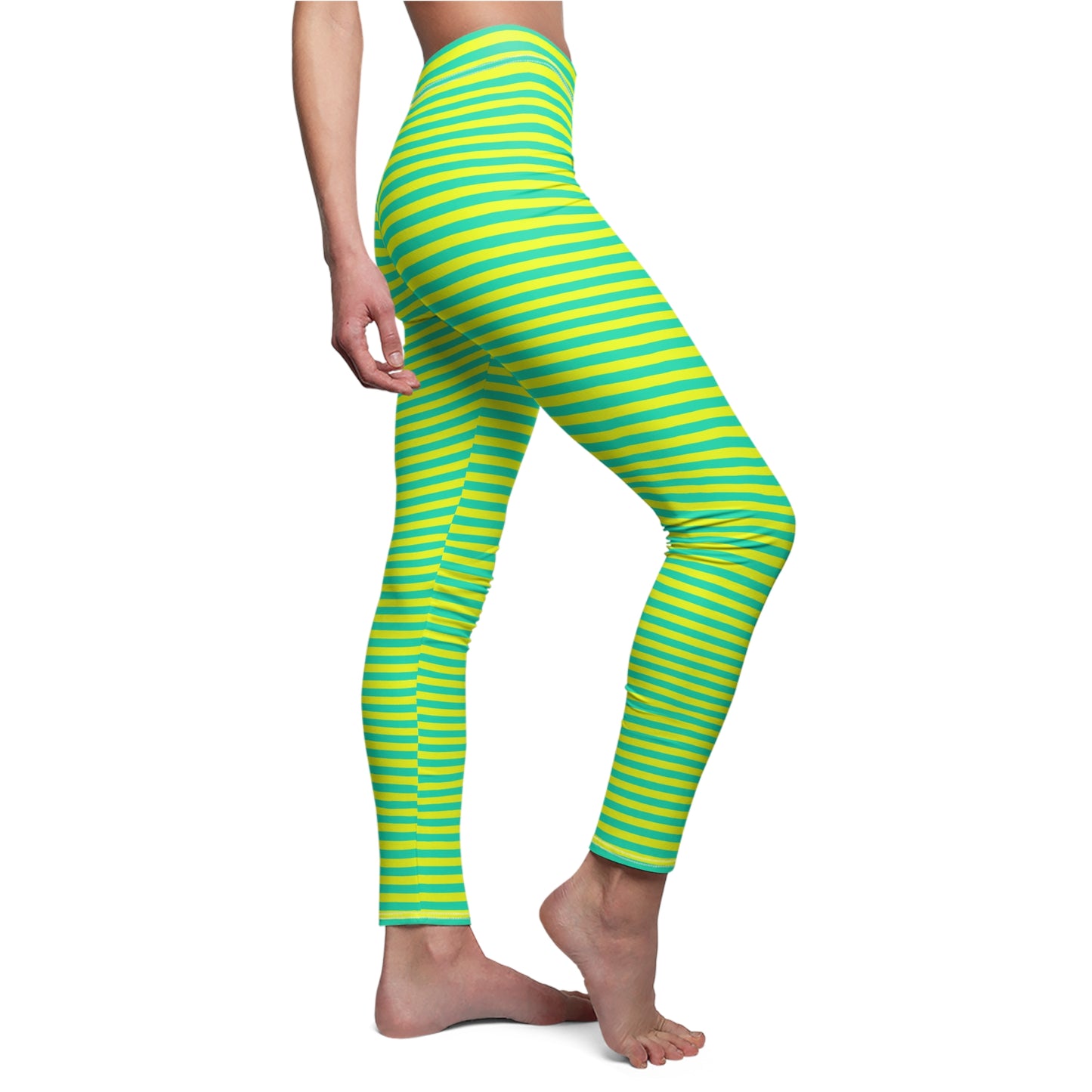 Lemon Lime Skinny Striped Women's Super Soft Leggings
