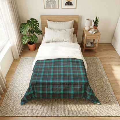 Muted Purple + Green Plaid 100% Cotton Comforter