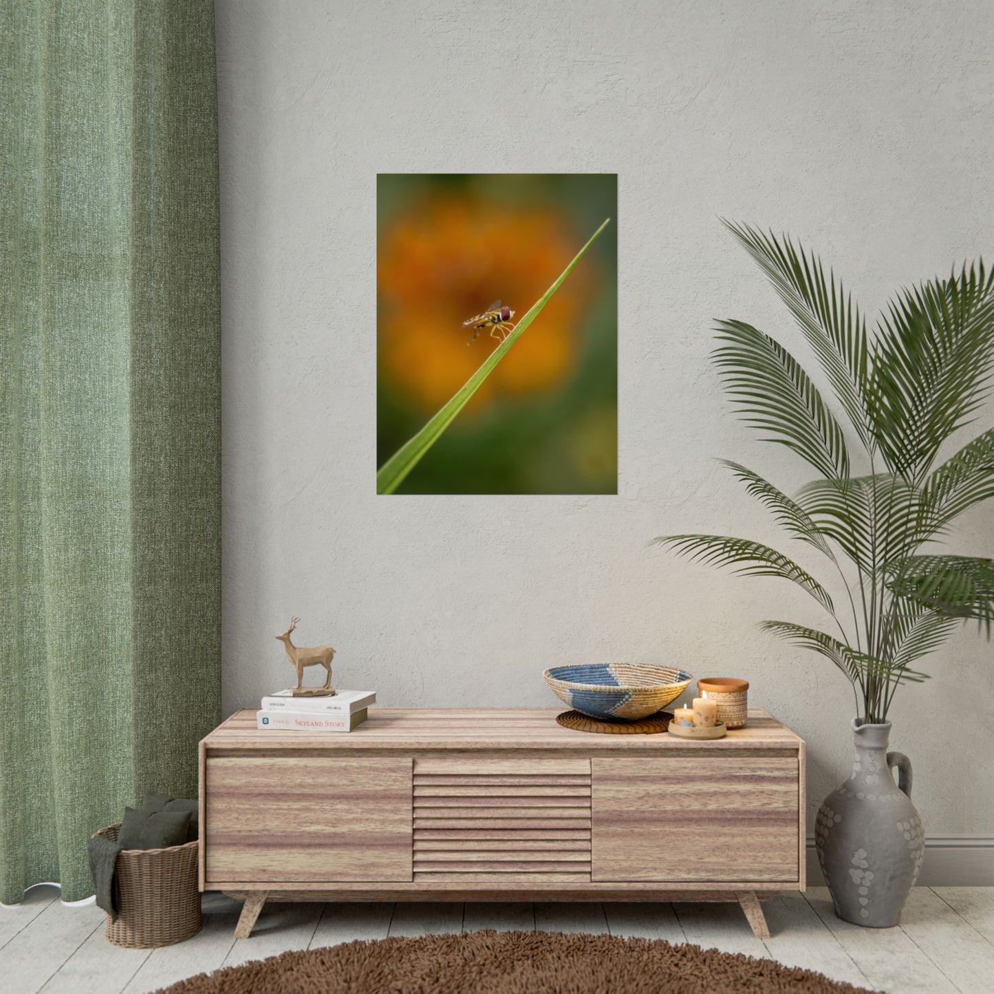 Flower Fly Poses with Orange Flowers Fine Art Print