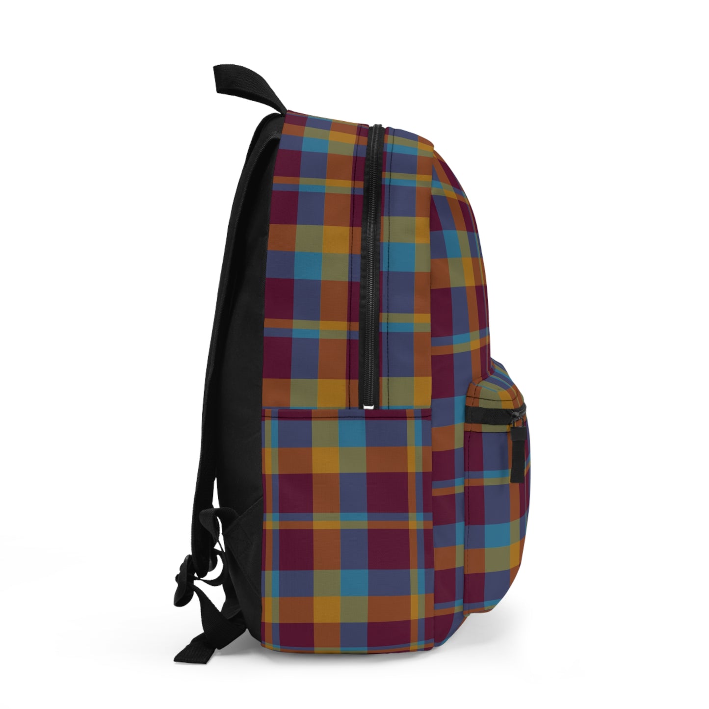 Mustard + Plum Plaid Water-Resistant School Backpack