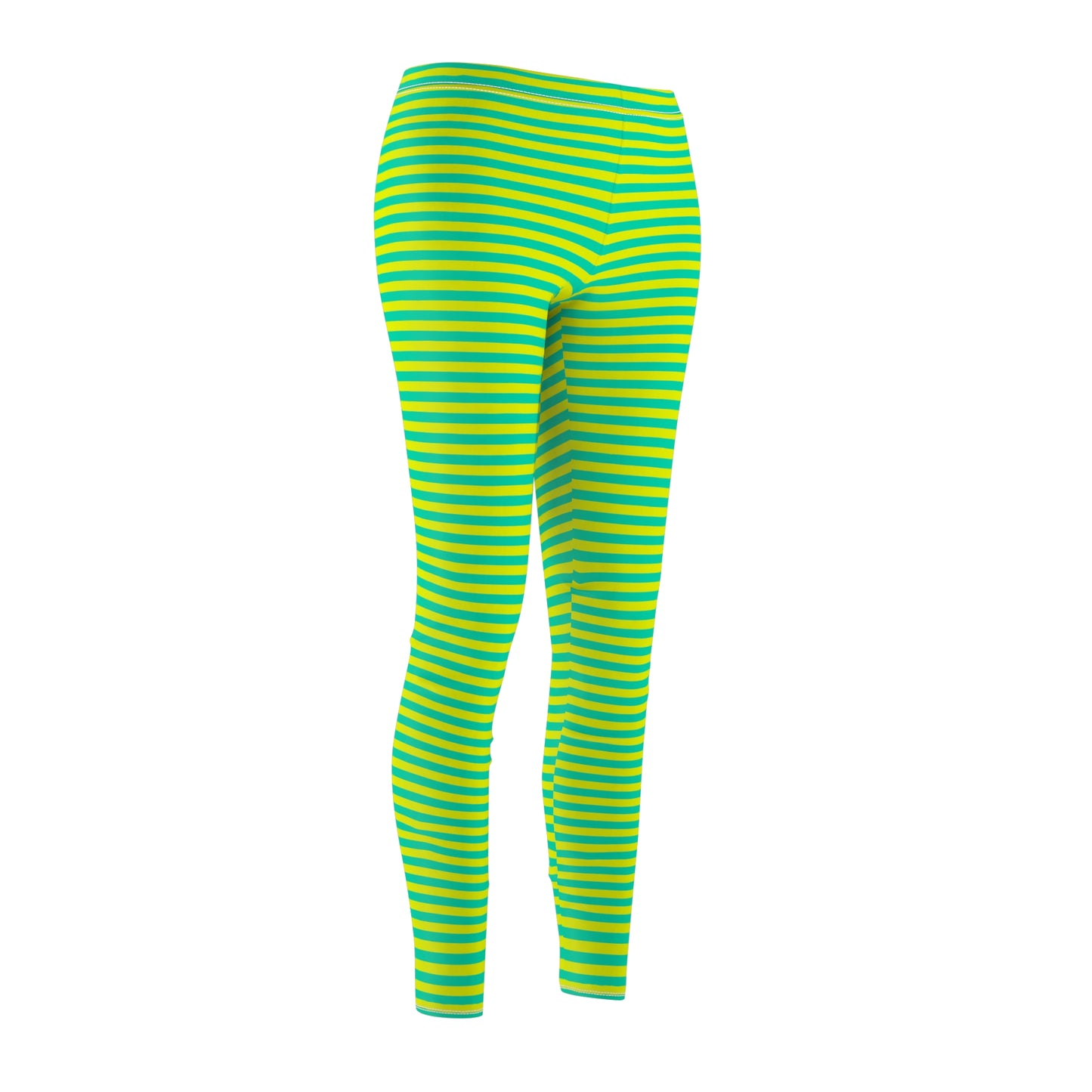 Lemon Lime Skinny Striped Women's Super Soft Leggings