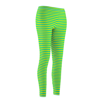 Lemon Lime Skinny Striped Women's Super Soft Leggings