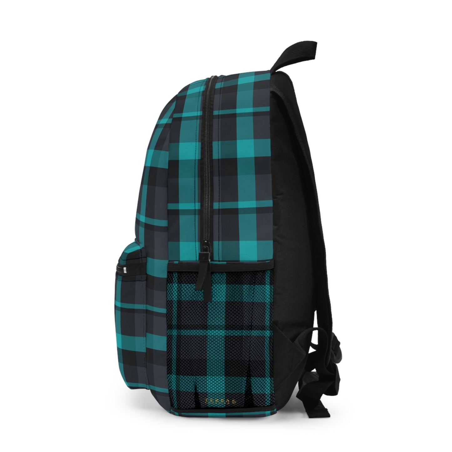 Muted Purple + Green Plaid Water-Resistant School Backpack