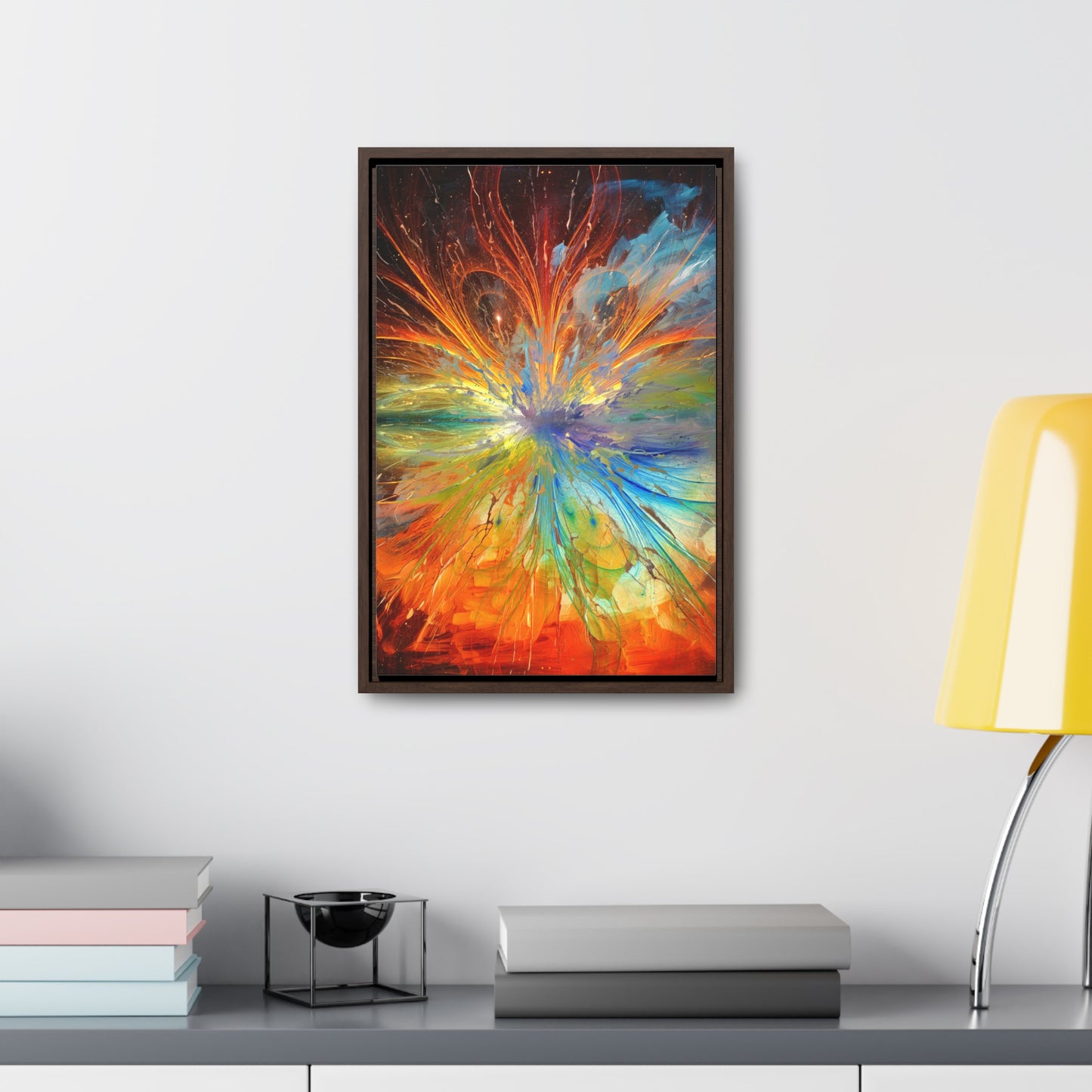 Cosmic Clockworks Abstract Framed Canvas Print