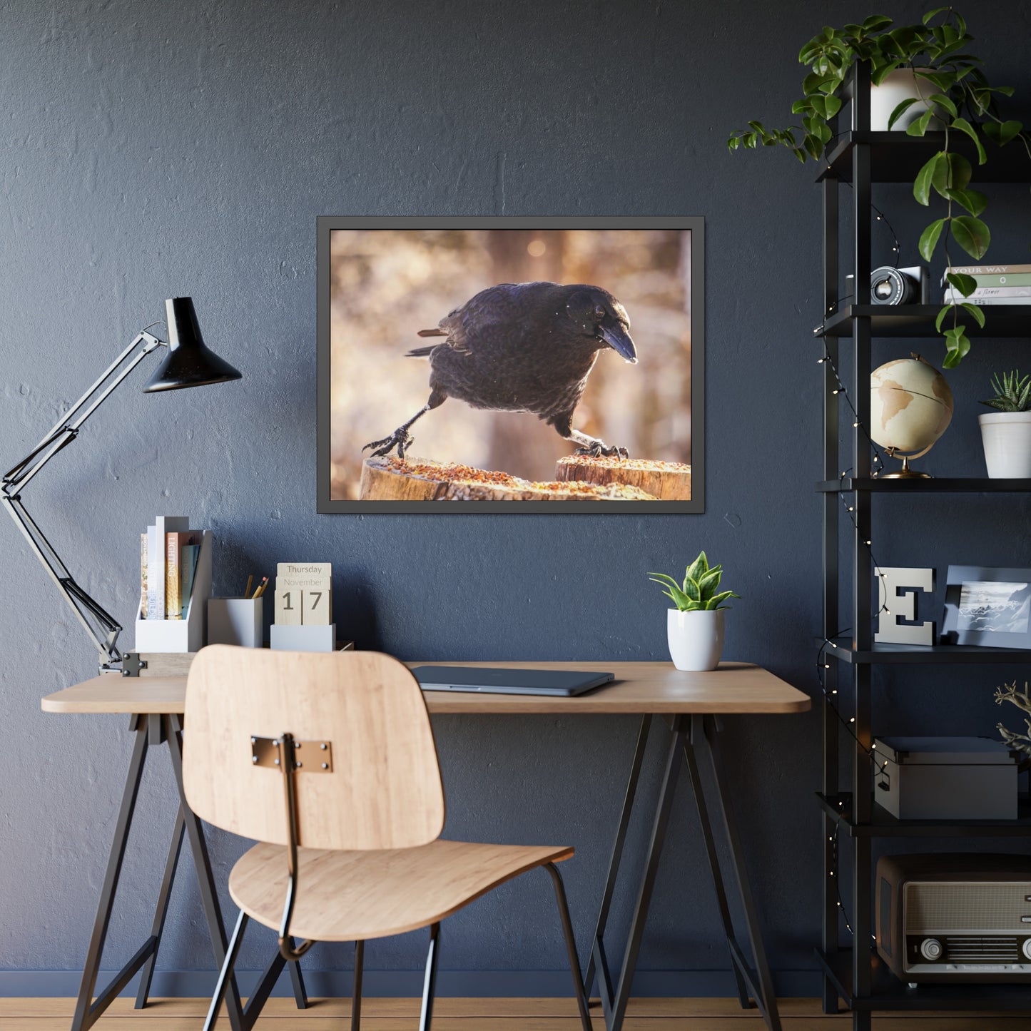 Crow Doing The Splits Framed Print | Nature Photography