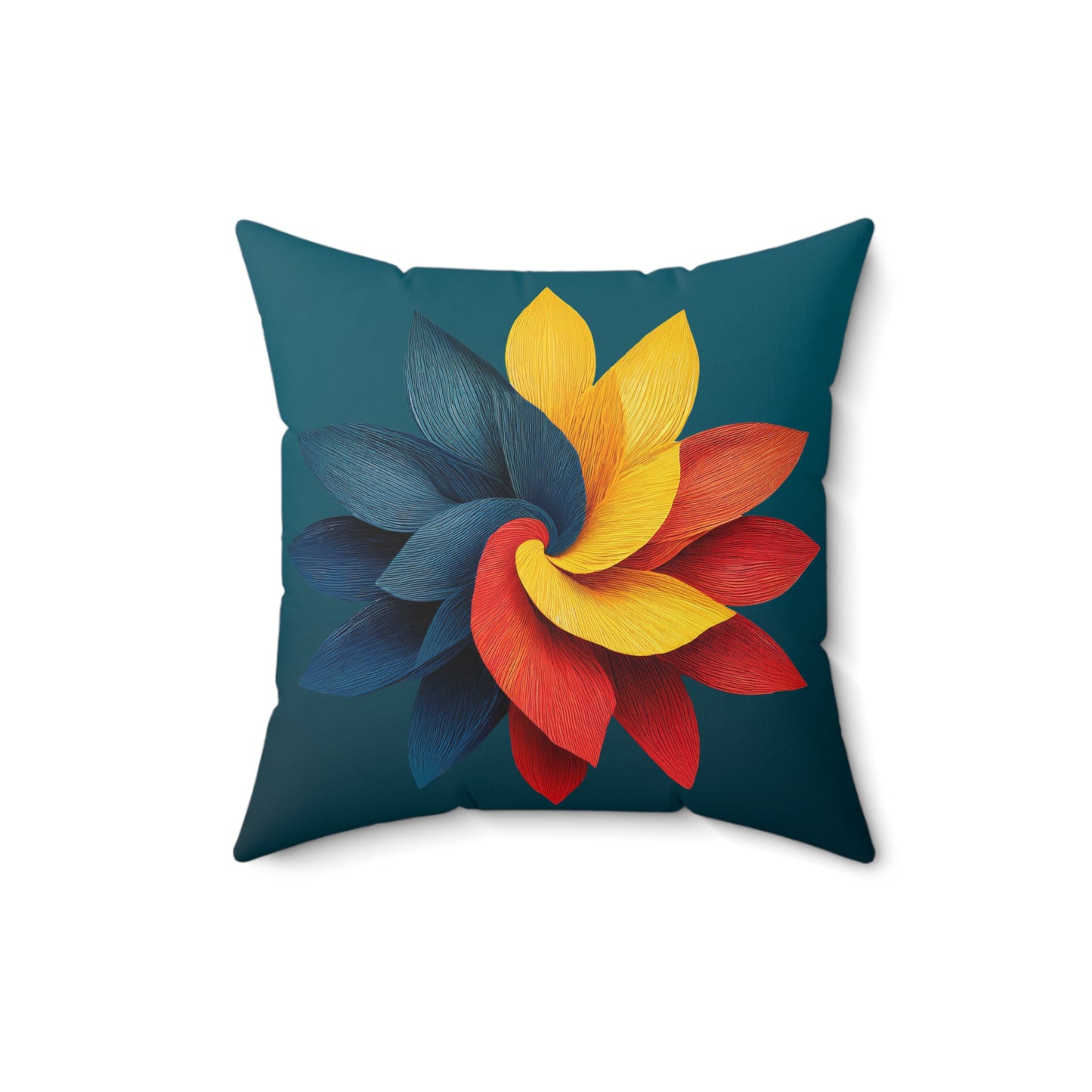 Red Blue Twisty Flower Double-Sided Faux Suede Throw Pillow