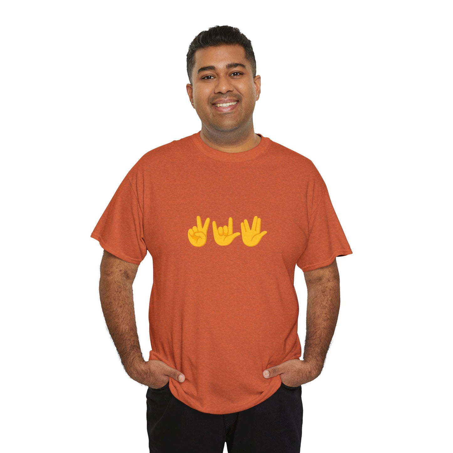 Peace, Love, Live Long Emoji Adult 100% Cotton T-Shirt (Multicolors)