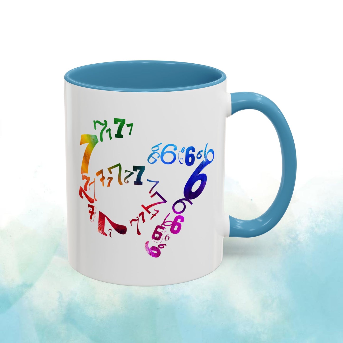 6-7 Meme Illusion Colorful Handle Ceramic Mug (11, 15oz)