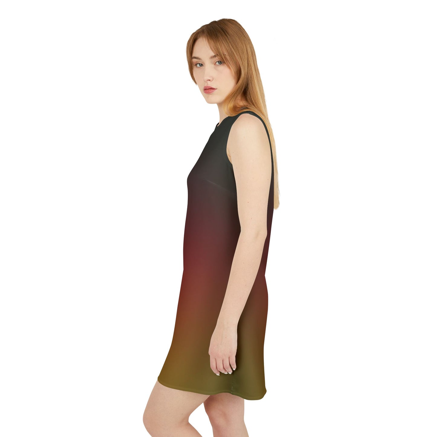 Deep Tones Sleeveless Trapeze Mini Dress