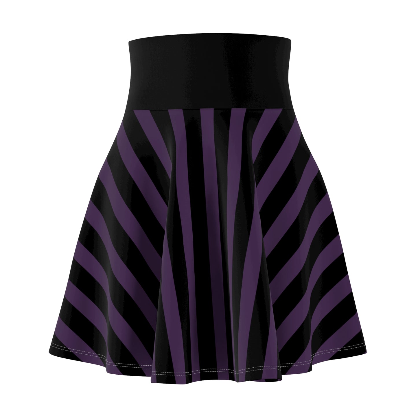 Purple + Black Striped Women's Flowy Skirt