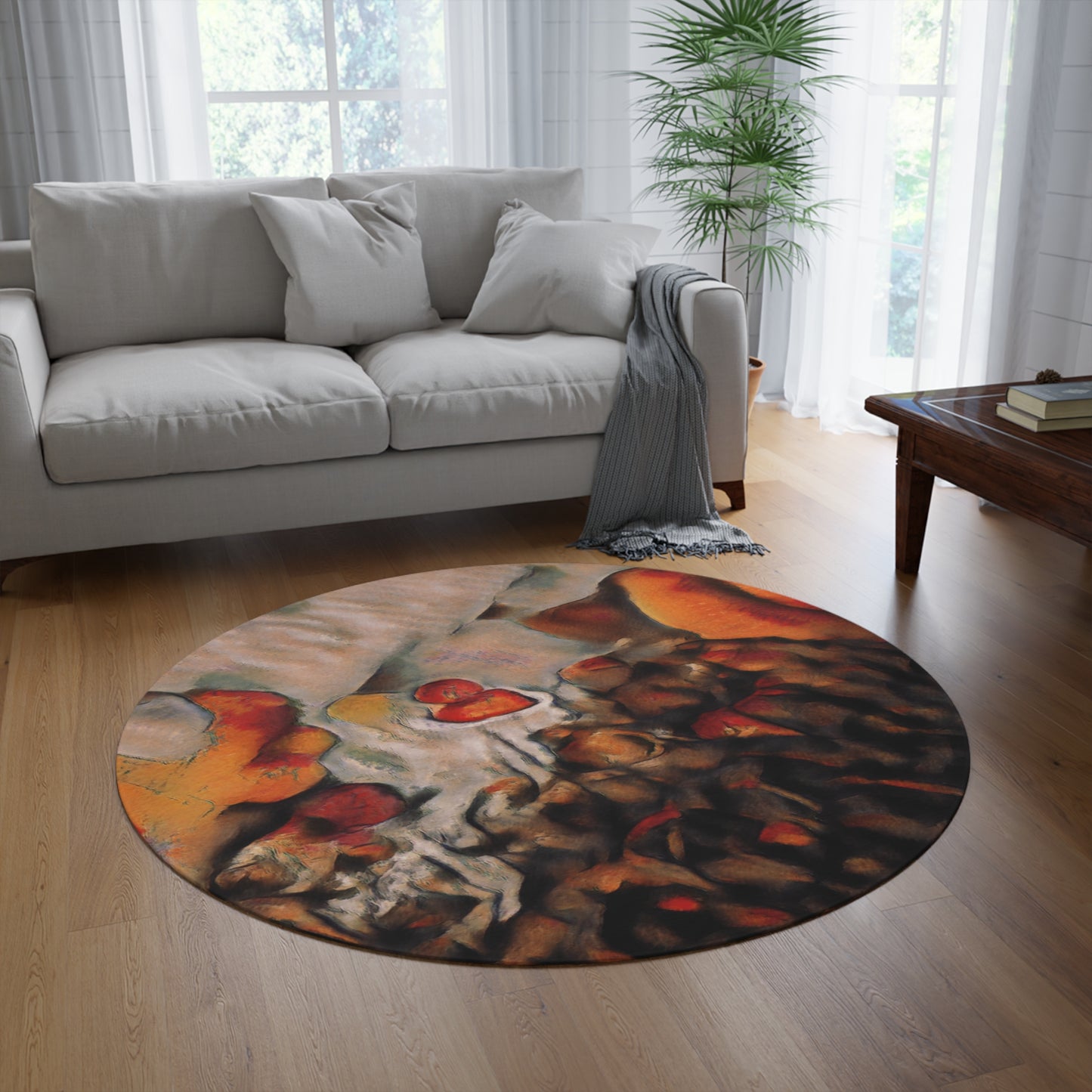 Burnt Umber Rocks Round Rug