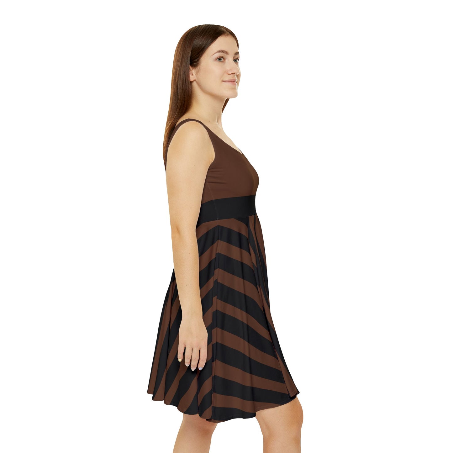 Brown + Black Stripe Women's Skater Dress