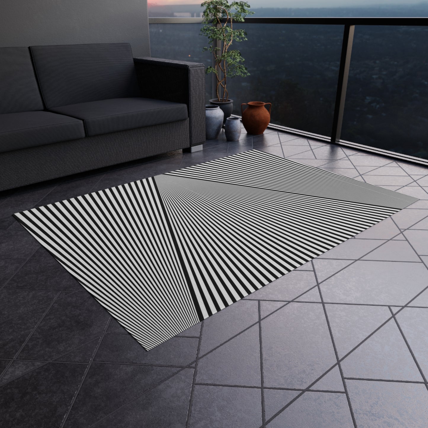 Hypnotic Stripes Outdoor Rug