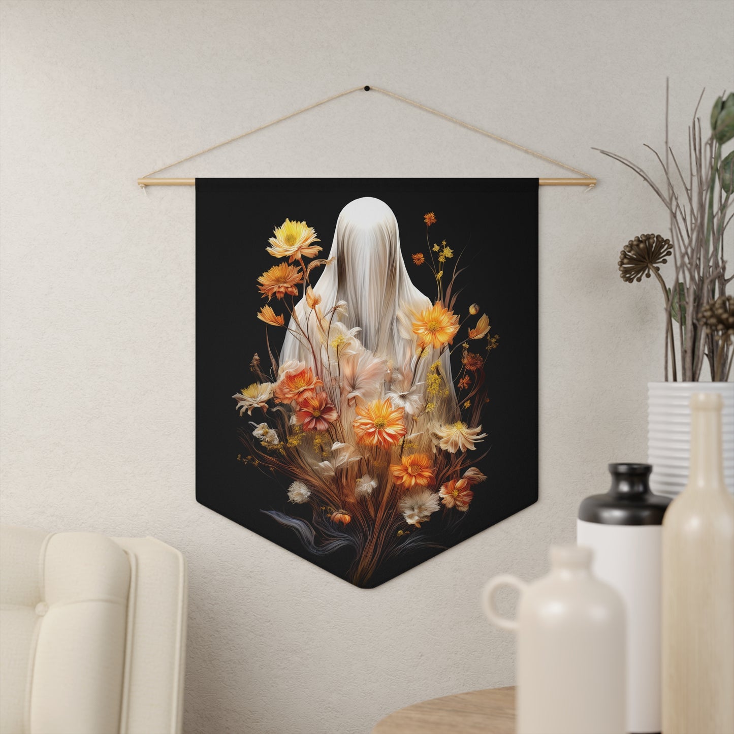 Halloween Garden Haunting Wood + Twine Tapestry