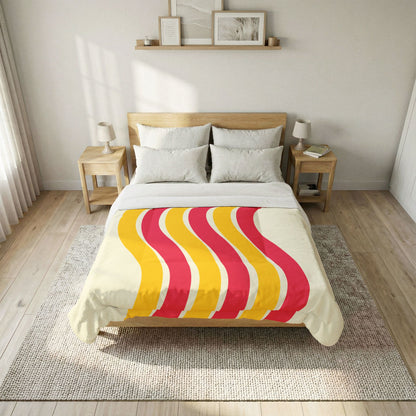 Pink + Yellow Waves 100% Cotton Comforter