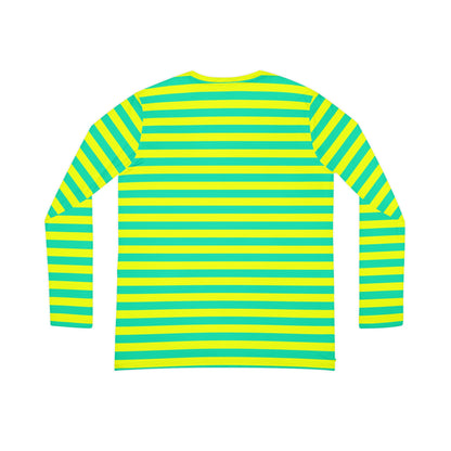 Lemon Lime Skinny Striped Women's Long Sleeve V-neck Shirt